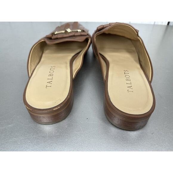 Talbots Tan Fringe Horsebit Trim Mule School Preppy Slip On Shoes Size 8 - Picture 5 of 6